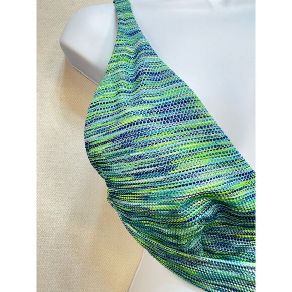 Aerie Womens Scoop Space Dye Bikini Top Swimwear Sze XL Green Blue Stretch Beach - Picture 6 of 8